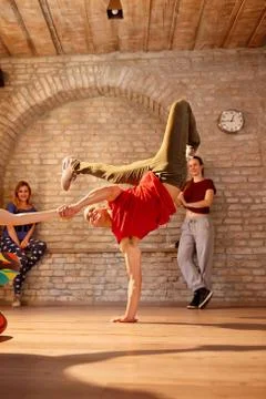 Brake dancer dancing in studio Stock Photos