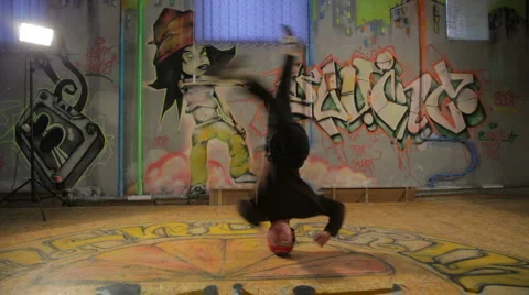 Brake Dancer head spinner Stock-Footage 4310948