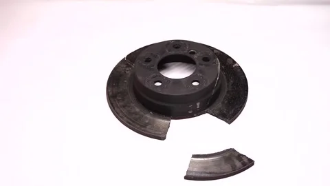 Brake disc broke due to overheating in the car Stock Footage 248418265