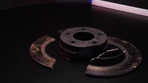 Brake disc broke due to overheating in the car Stock Footage 248418282