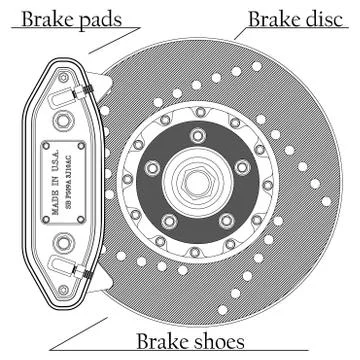 Brake disc with caliper Free Stock Illustration