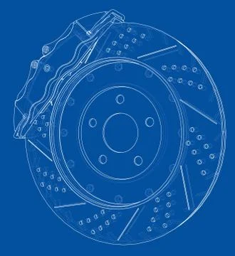 Brake disc outline. Vector rendering of 3d Stock Illustration