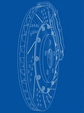 Brake disc outline. Vector rendering of 3d Stock Illustration
