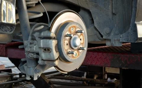 Brake disk and the wheel assembly Stock Photos