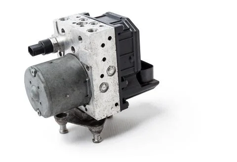 Brake fluid pump control unit for distributing braking force to different whe Stock Photos