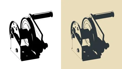Brake hand winch illustrations Illustrazione stock