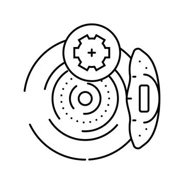 Brake pad replacement car mechanic line icon vector illustration Stock Illustration