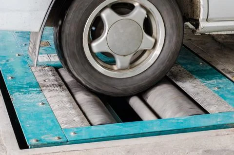 Brake testing system of a car 스톡 사진