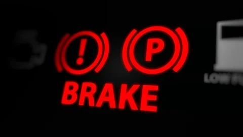 Brake Warning Light on Car Dashboard Stock Footage 119236403