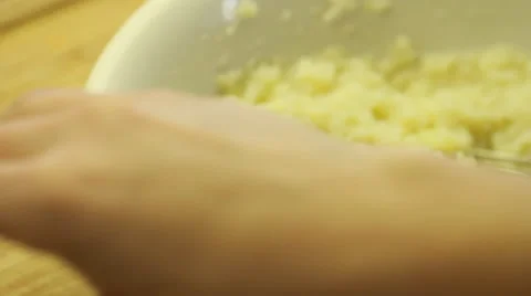 Braking egg Cutlets dish from cauliflower - meal at any time of the year Stock Footage 68702723