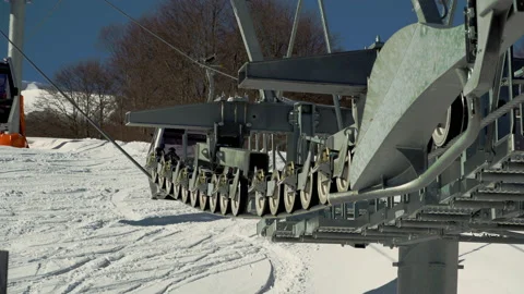 Braking system of the panoramic cabins that transport skiers to the slopes. Stock Footage 170398029