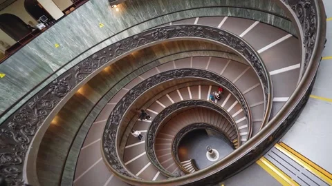 The Bramante spiral stairs in Vatican Stock Footage