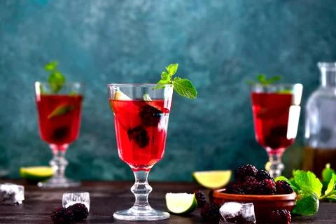 Bramble drink, front view Stock Photos