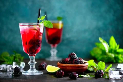 Bramble drink, front view Stock Photos