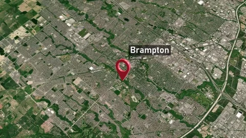 Brampton City Zoom (Canada) from Space to Earth 스톡 동영상 238904321