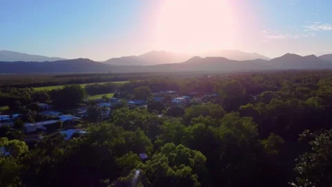 Bramston Beach low to high shot looking north at sunset Stock Footage 155526825