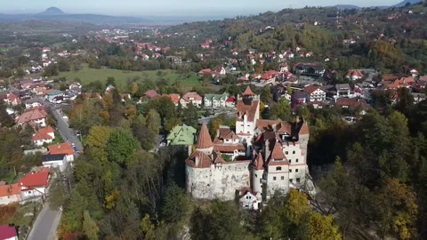 The Bran Castle and Bran county in Romania Stock-Footage 153513832