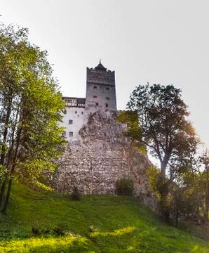 Bran Castle main tower view from walkway Stock Photos