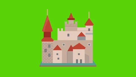 Bran Castle Romania motion background animation loop with greenbox background Stock Footage 127748589
