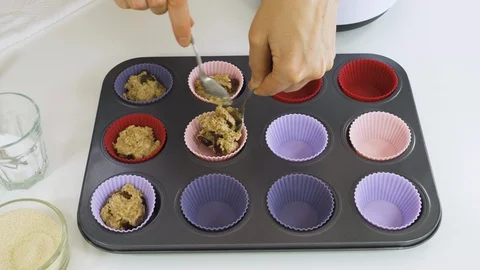 Bran muffins with dry cranberries Stock Footage 127748438