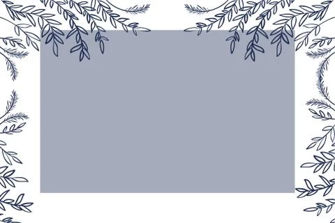 Branch and leaf with frame isolated icon 스톡 일러스트