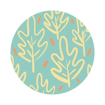 Branch and leafs organic pattern block style Illustrazione stock