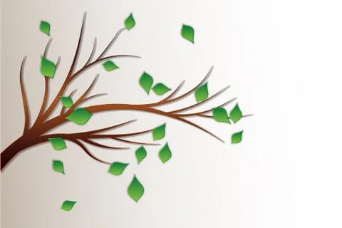 Branch and leaves on background Stock Illustration
