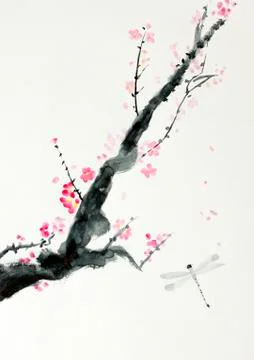 Branch of cherry blossoms Stock Illustration