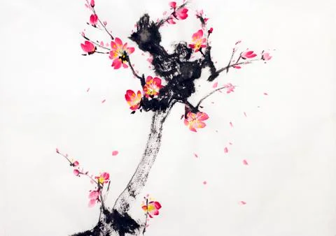 Branch of cherry blossoms Stock Illustration