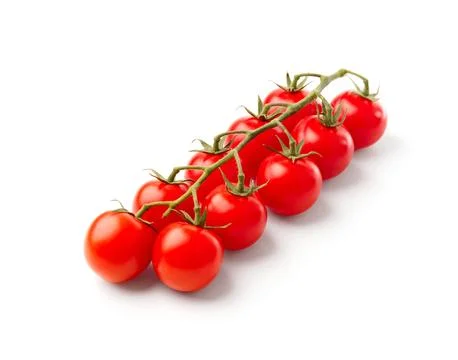 Branch of cherry tomatoes on a white background Stock Photos