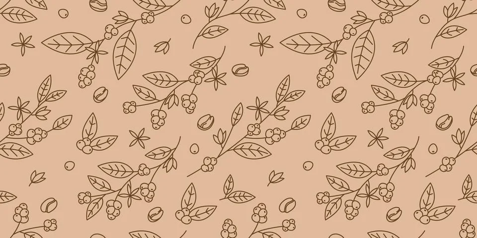 Branch Of Coffee Beans Seamless Pattern Stock Illustration