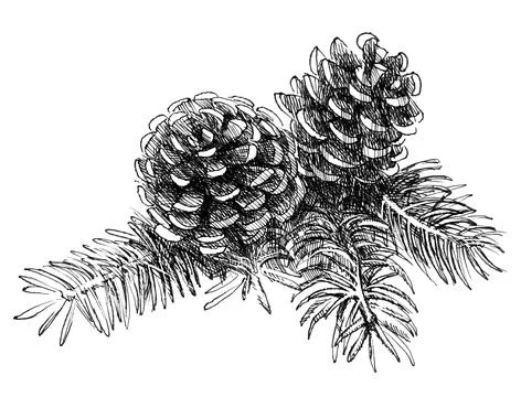 Branch with cones Illustrazione stock