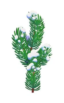 Branch of fir or pine tree in snow for Christmas Stock Illustration