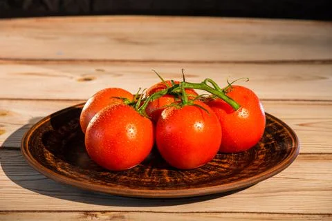 Branch of fresh cherry tomatoes Stock Photos
