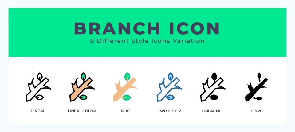 Branch icon in different style vector illustration. Stock Illustration