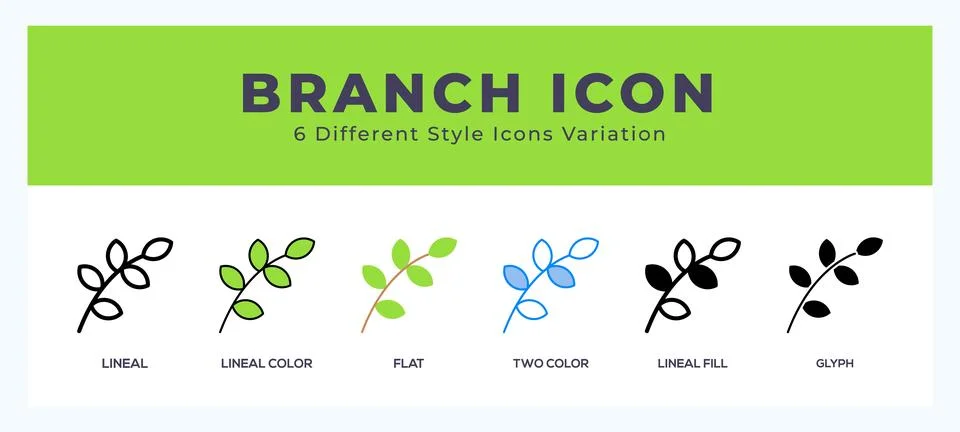 Branch icon set with different styles. Vector illustration. Stock Illustration