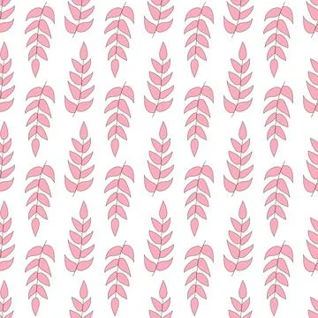 Branch leaf flower tree pink plant pattern イラスト素材