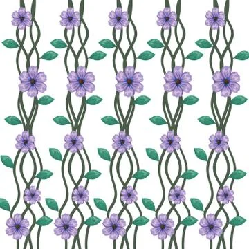 Branch with leafs and flowers pattern Stock Illustration
