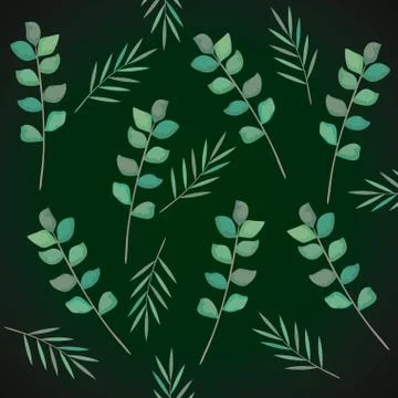 Branch with leafs pattern Stock Illustration