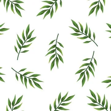 Branch with leafs plants pattern background Stock Illustration