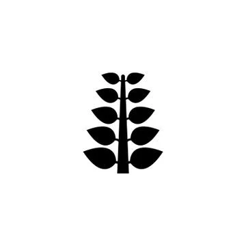 Branch with Leaves, Tree Sprout Flat Vector Icon Stock Illustration