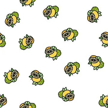 Branch lemon and lime vector seamless pattern Illustrazione stock