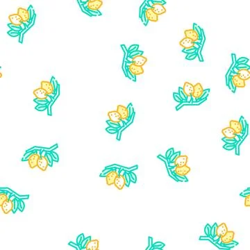 Branch lemon plant vector seamless pattern Illustrazione stock