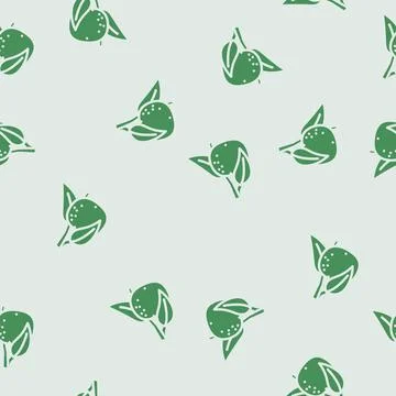 Branch mandarin leaf glyph vector seamless pattern Stock Illustration