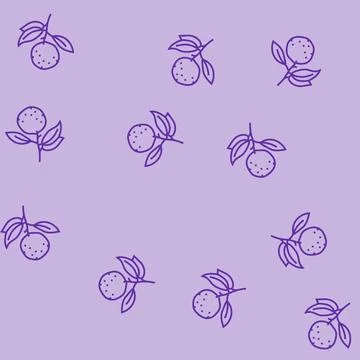 Branch mandarin leaf line seamless pattern イラスト素材