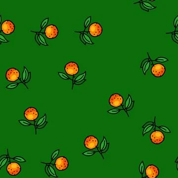 Branch mandarin leaf vector seamless pattern 스톡 일러스트