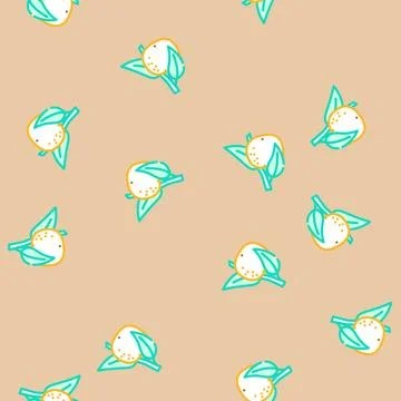 Branch mandarin leaf vector seamless pattern Stockillustratie