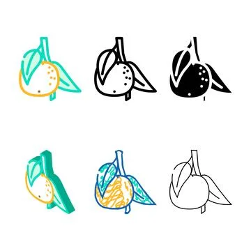 Branch multipack mandarin leaf color icon vector Stock Illustration