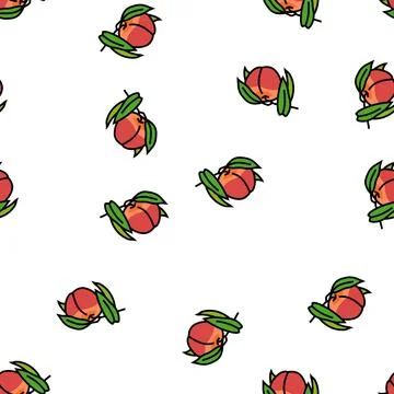 Branch nectarine fresh vector seamless pattern Illustrazione stock