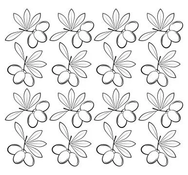 Branch olive leaves seamless pattern design Stock Illustration